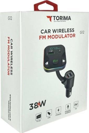 Torima G12 Bluetoot Fm Transmitter Fm Verici 38W Pd Giriş Microsd Kart Girişi