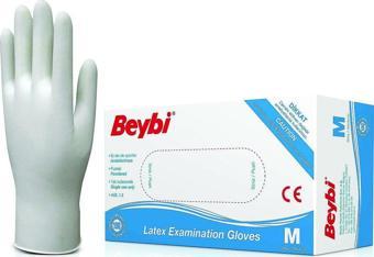 Beybi Pudralı Lateks Muayene Eldiveni Medium (100 Lü Paket)