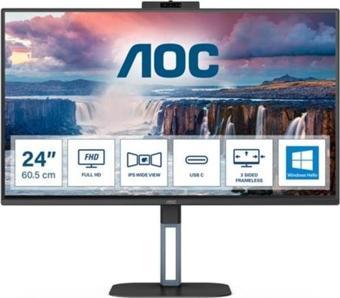 AOC 23.8" IPS 24V5CW/BK 1MS 75HZ HDM-DP USB-C PIVOT WEB KAMERALI İŞ MONİTÖRÜ