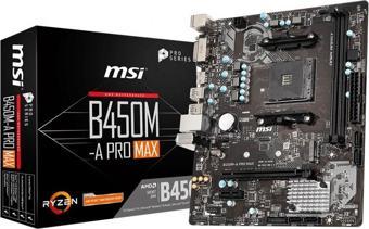 MSI B450M-A PRO MAX DDR4 M2 PCIe NVME HDMI DVI PCIe 16X v3.0 AM4 mATX