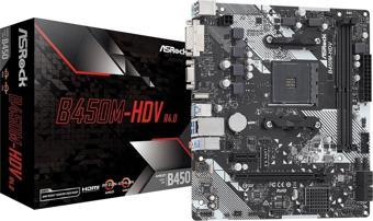 ASROCK B450M-HDV R4.0 DDR4 HDMI DVI PCIe 16X v4.0 AM4 mATX