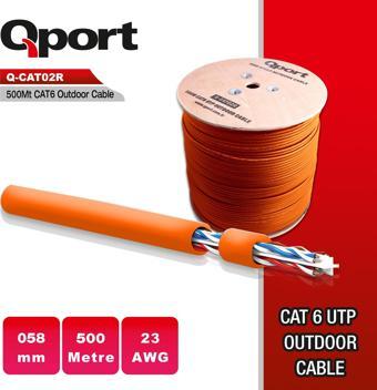 QPORT CAT6 Utp 23AWG Turuncu 500m Outdoor Makaralı Kablo Q-CATO2R