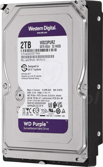 WD 3.5" 2TB PURPLE WD23PURZ 5400 RPM 64MB SATA-3 Güvenlik Diski