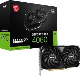 MSI RTX4060 8GB VENTUS 2X BLACK 8G OC GDDR6 128bit HDMI DP PCIe 16X v4.0