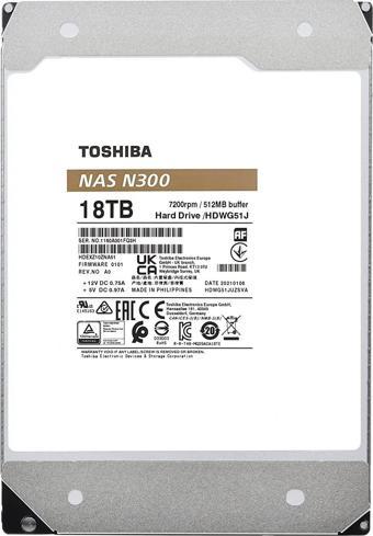 TOSHIBA 3.5" 18TB N300 HDWG51JUZSVA 7200 RPM 512MB SATA-3 NAS Diski