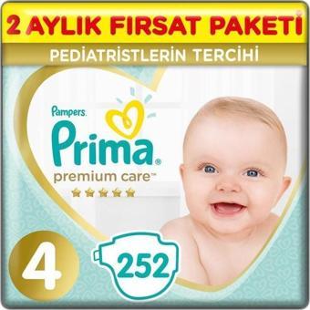 Prima Premium Care Bebek Bezi 4 Beden 252 Adet Maxi 2 Aylık Fırsat Paketi