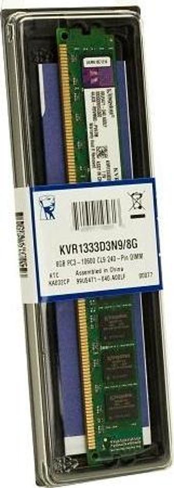 KINGSTON 8GB DDR3 1333MHZ CL9 PC RAM VALUE KVR1333D3N9/8G