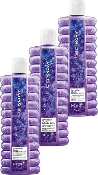 AVON Senses Lavender Calm Lavanta Kokulu Banyo Köpüğü 500 Ml. Üçlü Set