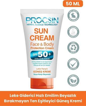 PROCSIN Yüksek Uv Korumalı Koyu Leke Önleyici Spf 50 Güneş Kremi 50 ml