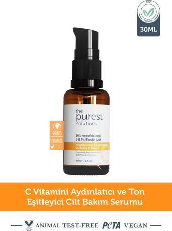 The Purest Solutions C Vit Aydınlatıcı Ve Ton Eşitleyici Bakım Serumu 30 ml %10 Ascorbic Acid &amp; Ferulic Acid %0,5