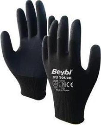 Beybi 9 Beden 12Li Paket Poliüretan Kaplı Pu Touch Siyah Montaj Eldiven  En388 (3121X)