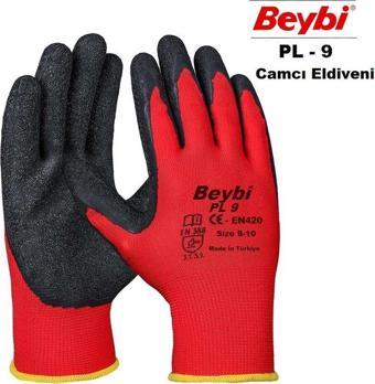 Beybi Nitril Poly PL9 10 Kırmızı Siyah İş Eldiveni 12li Paket Camcı Eldiveni