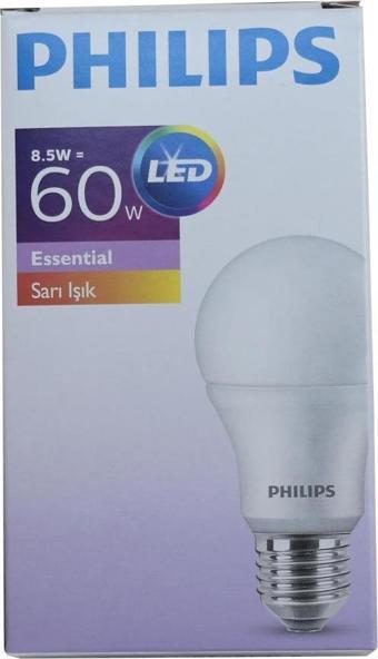 Philips Ess Led Bulp 8,5-60w e27 2700k Sarı Ampul (770085)