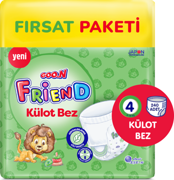 Goo.n Friend 4 Numara Külot Bebek Bezi Büyük Fırsat Paketi - Cilt Dostu - 240 Adet