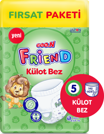 Goo.n Friend 5 Numara Külot Bebek Bezi Büyük Fırsat Paketi - Cilt Dostu - 192 Adet