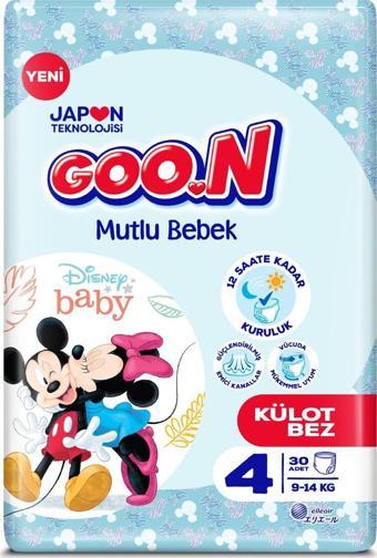 Goo.n Mutlu Bebek 4 Numara Külot Bebek Bezi - 12 Saat Kuruluk - 30 Adet