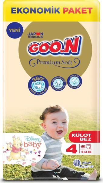 Goo.n Premium Soft 4 Numara Süper Yumuşak Külot Bebek Bezi - 42 Adet