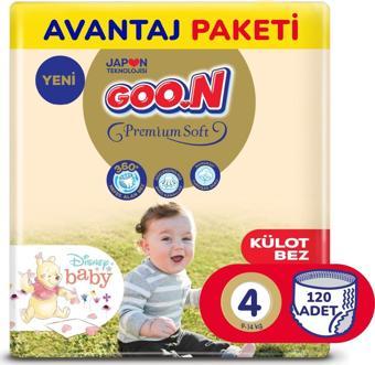 Goo.n Premium Soft 4 Numara Süper Yumuşak Külot Bebek Bezi Avantajlı Paket - 120 Adet