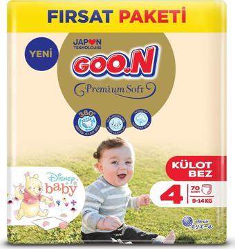 Goo.n Premium Soft 4 Numara Süper Yumuşak Külot Bebek Bezi Fırsat Paketi - 70 Adet