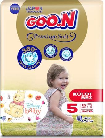 Goo.n Premium Soft 5 Numara Süper Yumuşak Külot Bebek Bezi - 15 Adet