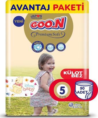 Goo.n Premium Soft 5 Numara Süper Yumuşak Külot Bebek Bezi Avantajlı Paket - 90 Adet