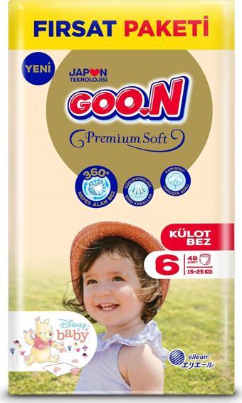 Goo.n Premium Soft 6 Numara Süper Yumuşak Külot Bebek Bezi Fırsat Paketi - 48 Adet