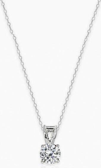 Eva Jewelry Minimal Tek Taş Model 925 Ayar Gümüş Zincirli Kadın Kolye