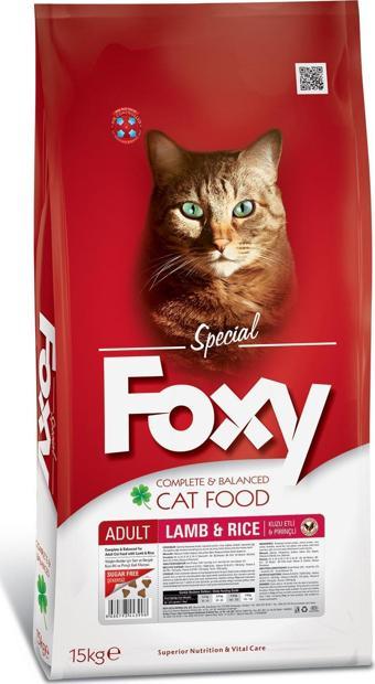 Foxy Tam ve Dengeli Kuzu Etli&Pirinçli Yetişkin Kedi Maması 15kg