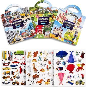 Gepettoys 3lü Set Pedagog Onaylı Bitmeyen Sticker Kitabım Tekrar Tekrar Kullanılabilir 60+ Sticker