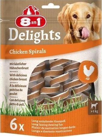 8in1 Delights Chicken Spirals Tavuklu Burgu Köpek  Ödülü 6lı    