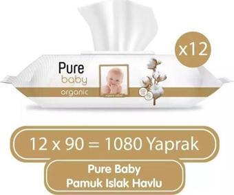 Pure Baby Organik Pamuklu Islak Havlu 12×90 (1080 Yaprak)