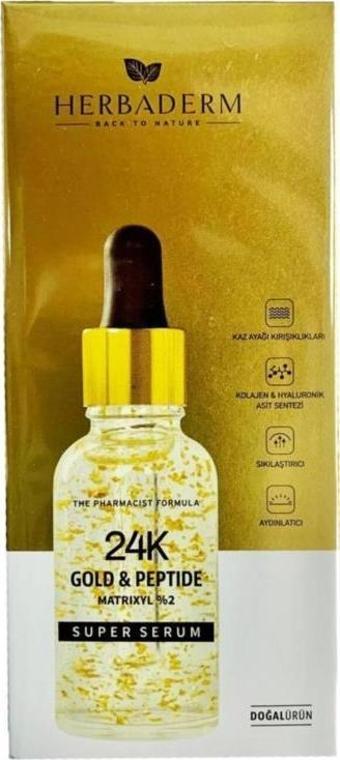 Herbaderm 24k Gold Peptide Kırışıklık Karşıtı Serum 30ml