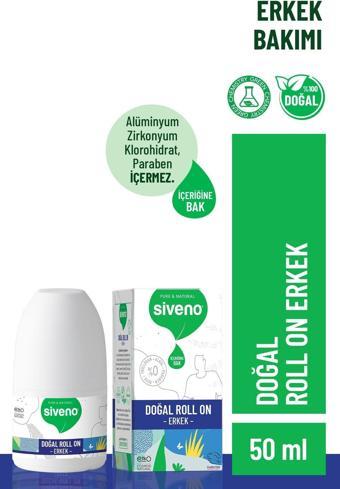 Siveno %100 Doğal Roll On Erkek Deodorant Ter Kokusu Önleyici Bitkisel Leke Bırakmayan Vegan 50 ml