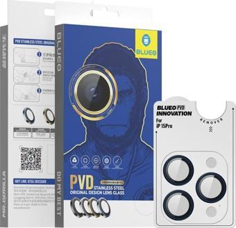 Blueo  iPhone 15 Pro Mavi Pvd Stainless Steel Su Ve Toz Geçirmez Lens Koruyucu