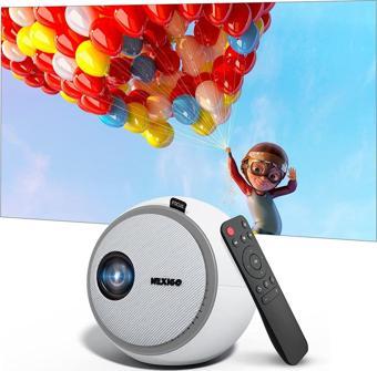 NexiGo Mini Taşınabilir Projektör, Çizgi Film için, Çocuklara Hediye Beyaz