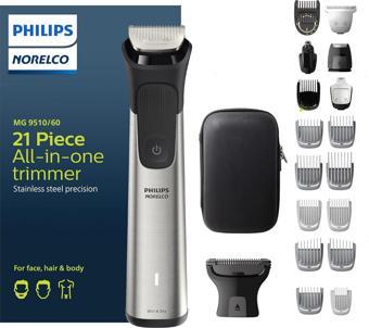 Philips Norelco Multigroom Serisi 9000, 21 parça Erkek Bakım Seti MG9510/60