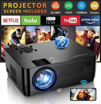 Roconia 12000LM Full HD Film Projektörü, 300 Inc Ekran Desteği 4k
