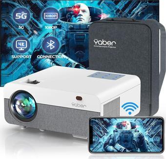 YABER Pro Y9 5G WiFi Bluetooth Projektör, 15000LM 450 ANSI 1080P