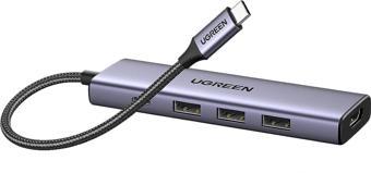 Ugreen Type-C to 4K/30Hz HDMI 3*USB 3.0 100W PD Güç Girişi Çoklayıcı Hub Adaptör