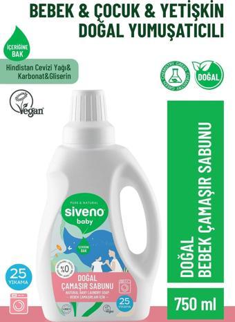 Siveno %100 Doğal Bebek Çamaşır Sabunu Kendinden Yumuşatıcılı Bitkisel Deterjan Konsantre Vegan 750 ml