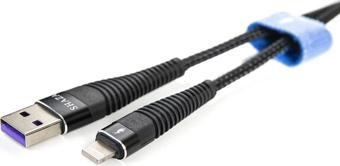 SHAZA Apple iPhone Lightning 5A 100 W Örgülü Hızlı Şarj ve Data Kablosu 1 Metre