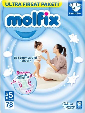 Molfix Bebek Bezi Ultra Fırsat Paketi Junior 5 No 78 Li