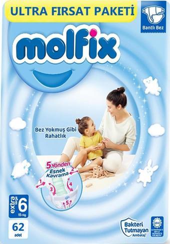 Molfix Bebek Bezi Ultra Fırsat Paketi X Large 6 No 62 Li