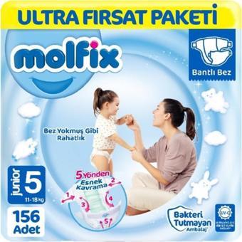 Molfix Bebek Bezi 5 Beden Junior Hiper Ekonomi Paketi 156 Adet