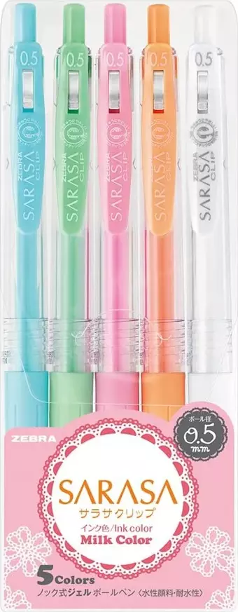 Zebra Sarasa 0.5mm Milk Color 5'li Jel Kalem - Pastel Renkler