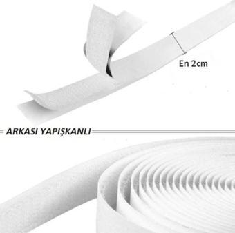 ENZELO - 5 Metre Arkası Yapışkanlı Beyaz Cırt Cırtlı Bant Amerikan Fermuarı 2 Cm Genişlik