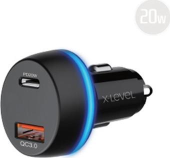 X-ChargerDrive 2 Port Araç İçi Ultra Hızlı Şarj Aleti Tüm iPhone ve Android  Xlevel