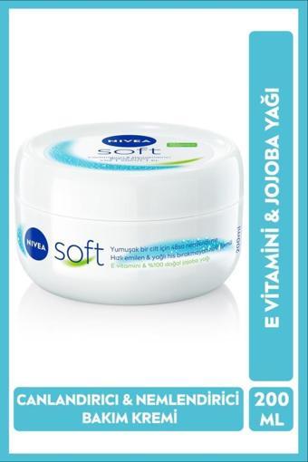 Soft Nemlendirici Vücut Bakım Kremi 200ml, Jojoba Yağı, E Vitamini, Yüz Vücut El, Yumuşak Cilt Hissi