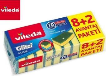 Vileda Glitzi Klasik Hijyenik  Bulaşık Süngeri 8+2