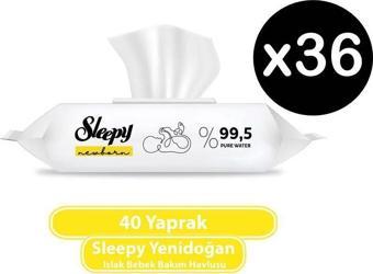 Sleepy Natural Yenidoğan Pamuklu 40 Yaprak 36'lı Paket Islak Mendil